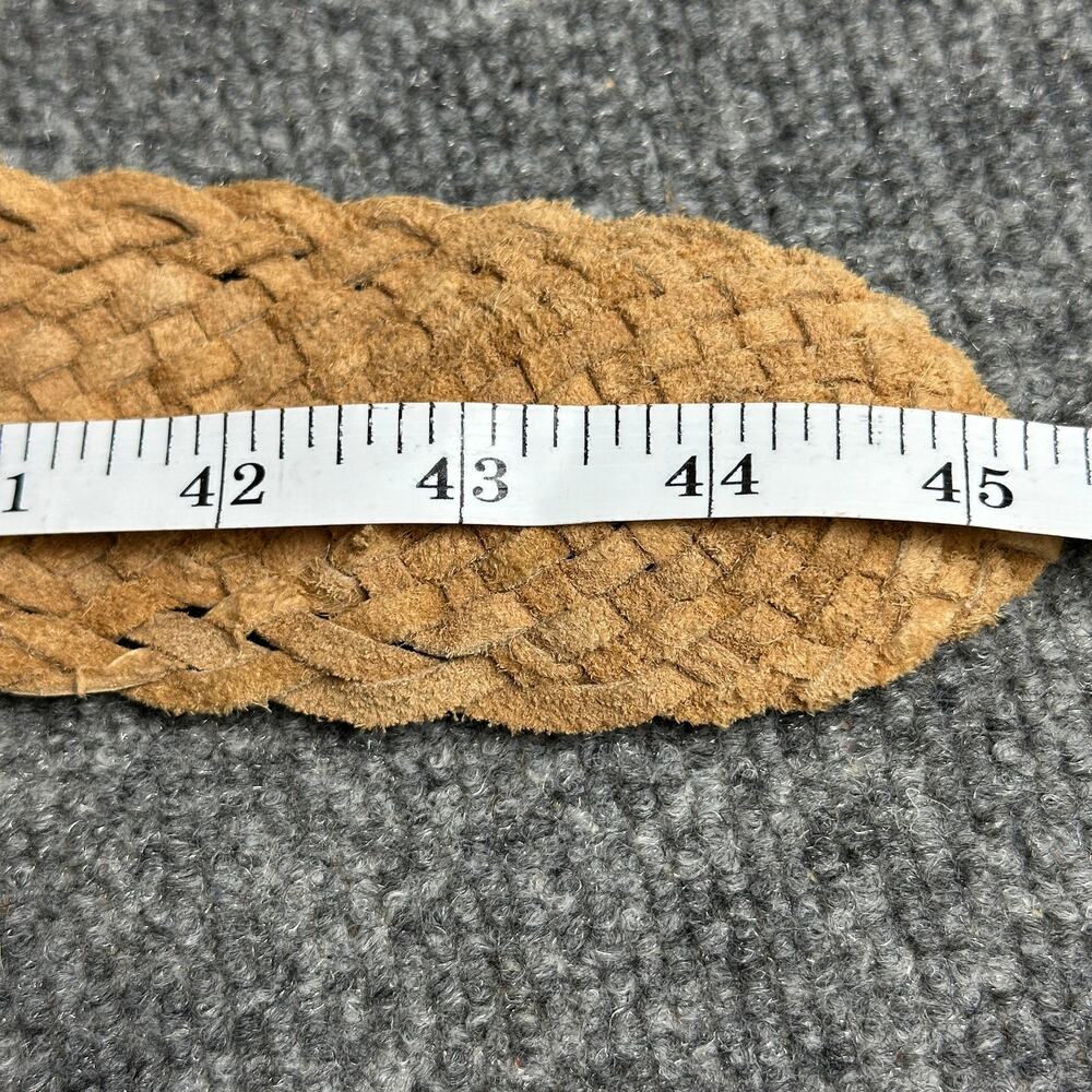 Liz Claiborne 100% leather braided wide belt XL tan boho strap adjustable NWT - Picture 6 of 7
